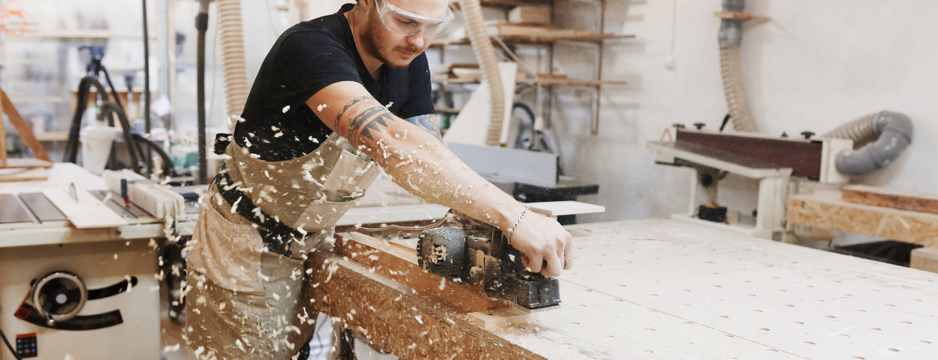 Man working in a wood shop
