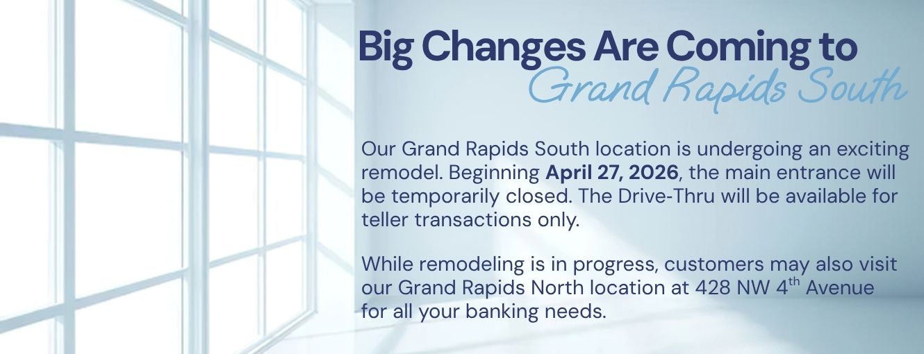 A sign alerting customers of our South Branch remodel.