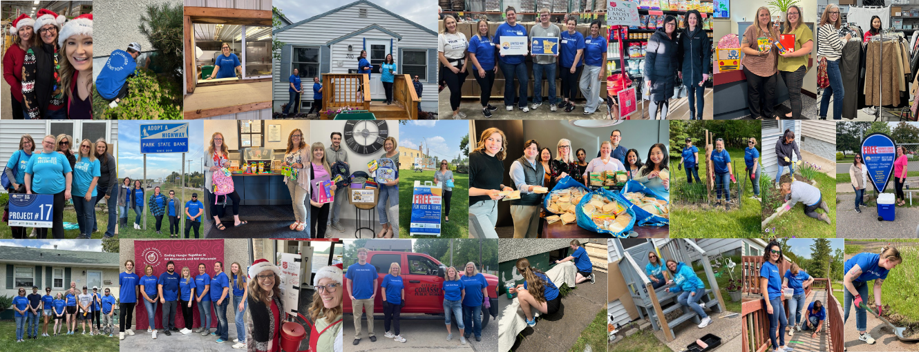A collage of staff volunteering
